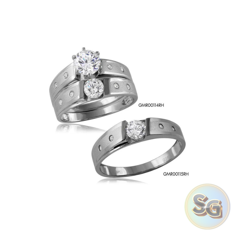 Anillo para Boda en Plata 925 con Acabado Mate y Zirconias - GMR00115RH